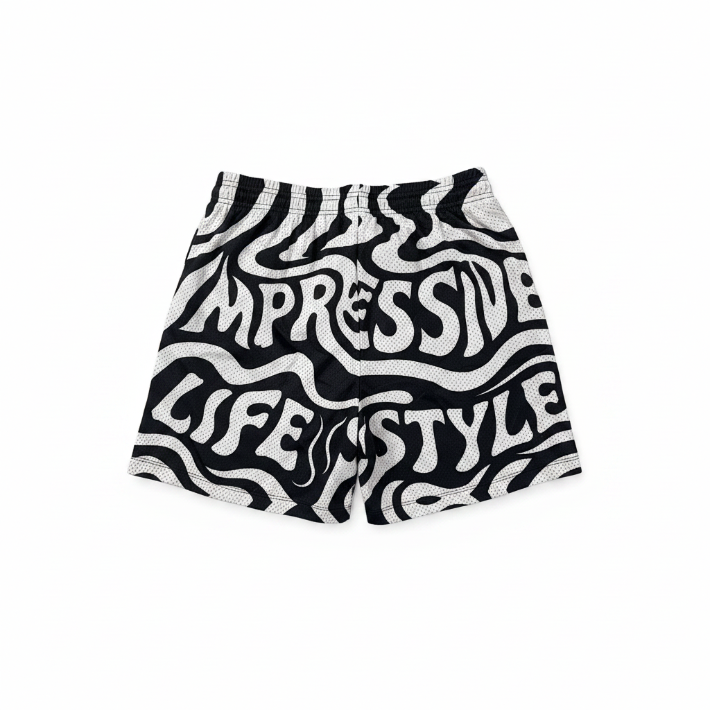 White Wavy Impressive Mesh Shorts