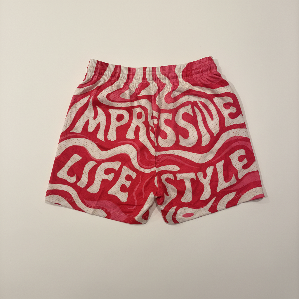 Pink Wavy Impressive Mesh Shorts
