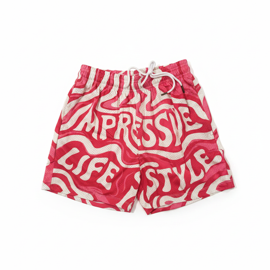 Pink Wavy Impressive Mesh Shorts
