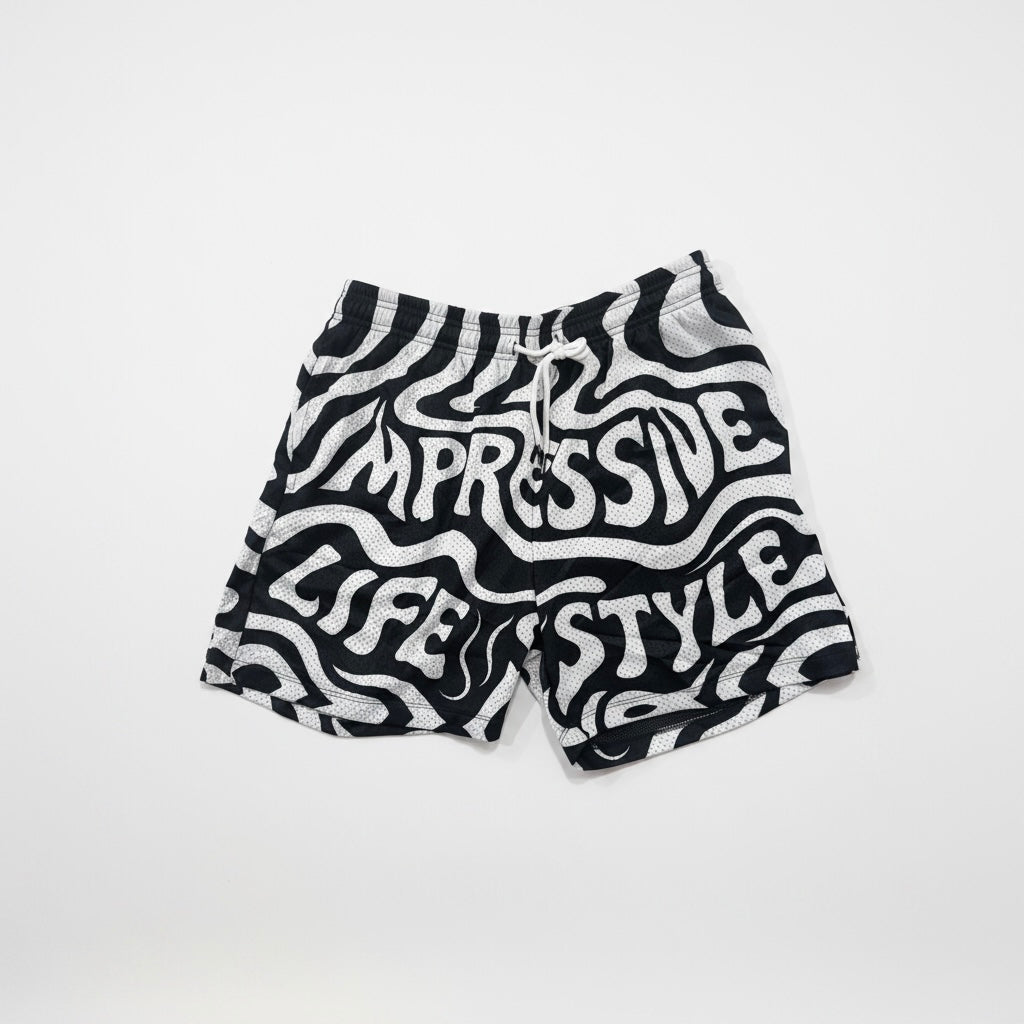 White Wavy Impressive Mesh Shorts