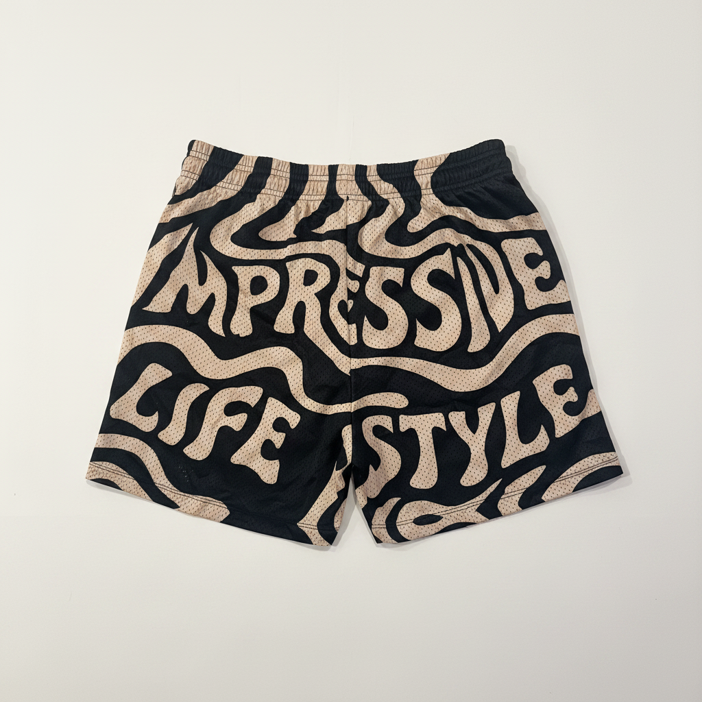 Black Wavy Impressive Mesh Shorts
